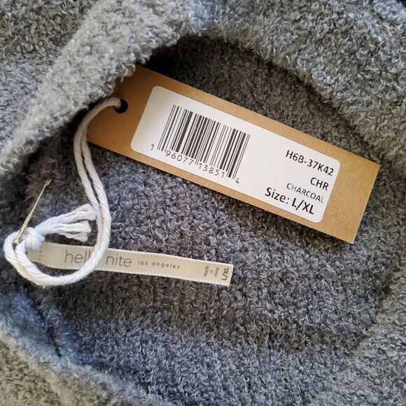 Hello Nite Plush Pullover Cozy Super Soft Oversized Ruffle Sweater L/XL Grey New - Picture 5 of 5